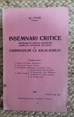INSEMNARI CRITICE -AL EPURE , 1933 foto