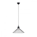 Lampă Suspendată Eda Negru Oțel 1 Bec Coș Conic Industrial De Interior