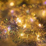 Instalație Lumini LED, 20 Becuri, Alb Cald, Ghirlandă cu Tinsel, 1.72m, Funcționare cu Baterii AA, Oem