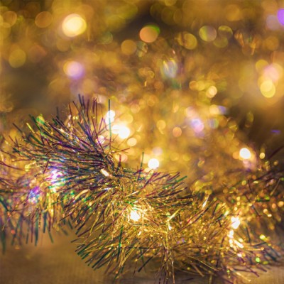 Instalație Lumini LED, 20 Becuri, Alb Cald, Ghirlandă cu Tinsel, 1.72m, Funcționare cu Baterii AA foto