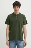Levi&#039;s tricou din bumbac SS HM HENLEY bărbați, culoarea verde, uni, A8602