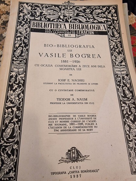 Iosif Naghiu - Bio-Bibliografia lui Vasile Bogrea 1881-1926