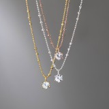 Cumpara ieftin Colier din Argint 925 Placat cu Aur Galben, Lant cu Bile si Pandantiv Solitar Zirconia