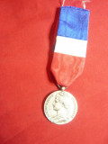 Medalie oficiala Franta Ministere d&#039;Affaires Sociales cu panglica , d= 3,6cm