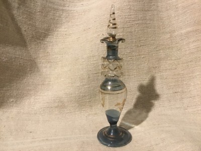 recipient deosebit din sticla realizat manual cu dop / pipeta pentru parfum ! foto