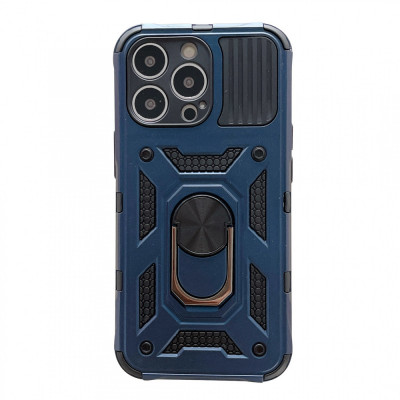 Husa de protectie Flippy compatibila cu Apple iPhone 13 Pro Max Defender Model 4 cu suport,Albastru foto