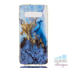 Husa Samsung Galaxy S10 Plus TPU Marble Pattern Albastra foto