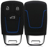 Husa Cheie Auto pentru Audi - 3 Butoane - Keyless Go, Silicon, Negru, 43623.17, Kwmobile