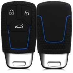 Husa Cheie Auto pentru Audi - 3 Butoane - Keyless Go, Silicon, Negru, 43623.17