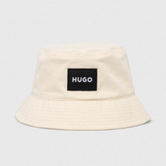 HUGO pălărie din bumbac culoarea bej, bumbac 50510396