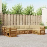 vidaXL Seturi de canapele 10 pcs Natural și Bej Lemn Solid de Acacia 3375543
