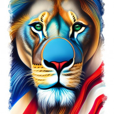 Sticker decorativ Leu American, Multicolor, 85 cm, 11686ST