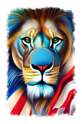 Sticker decorativ Leu American, Multicolor, 85 cm, 11686ST foto