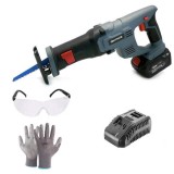 Cumpara ieftin Fierastrau tip sabie cu acumulator, 18 V, 2 Ah, Li-ion, incarcator, ochelari si manusi, Graphite Energy