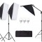 Kit de 3 softboxuri cu macara ajustabila, 3 trepiezi reglabili 200 cm, 3 becuri LED 25W, geanta de transport inclusa