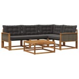 vidaXL Set de canapele de exterior cu pernă 5 pcs Natural și Negru 3381404