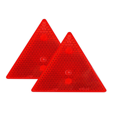 Set 2 triunghiuri de avertizare reflectorizante pentru remorci, culoare rosie, dimensiune 15 x 15 cm foto