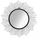 Oglindă de perete, negru, 80 cm, raze de soare, vidaXL