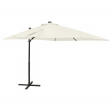 Umbrela suspendata cu stalp si LED-uri, nisipiu, 250 cm GartenMobel Dekor, vidaXL