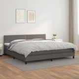 Pat box spring cu saltea, gri, 200x200 cm, piele ecologica GartenMobel Dekor, vidaXL