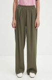 Samsoe Samsoe pantaloni JULIA femei, culoarea verde, lat, high waist, F23100048
