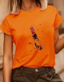 Cumpara ieftin Tricou Orange din Bumbac Cu Imprimeu Ruj