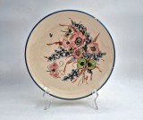 Farfurie din ceramica decor de perete GRAF Germania anii &#039; 60 pictata manual 25 cm diametru motive florale