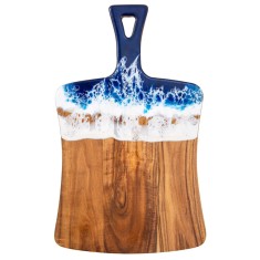 Tocator Ocean Wave, lemn Acacia, Rasina Epoxidica Lucrat Manual, SELERIS&amp;reg;, Taiat/Servit, Dreptunghic foto