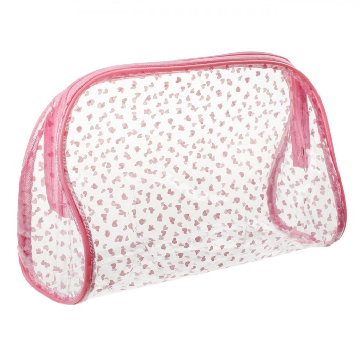 Portfard Transparent, Model Inimi Roz, Dimensiuni 28.5x11x17cm, PVC