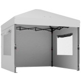 Outsunny Cort Pliabil Pop-up 3x3 m cu 3 Pereți 2 Ferestre &Icirc;nălțime Reglabilă UPF50+ Husă Transport și Sacii de Nisip Alb | Aosom Romania