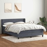vidaXL Pat box spring cu saltea, gri &icirc;nchis, 140x210 cm, catifea 3317944