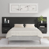 VidaXL Tăblie de pat cu dulapuri, negru, lemn prelucrat