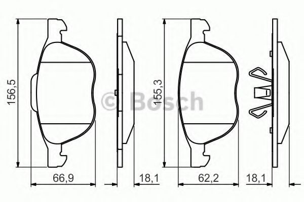Set placute frana,frana disc VOLVO V50 (MW) (2004 - 2016) BOSCH 0 986 495 215