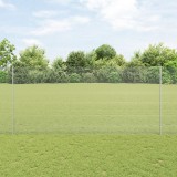 VidaXL &Icirc;mprejmuire din S&acirc;rmă &Icirc;mbinată cu 10 Posturi U Argintie 1.4x10 m Oțel