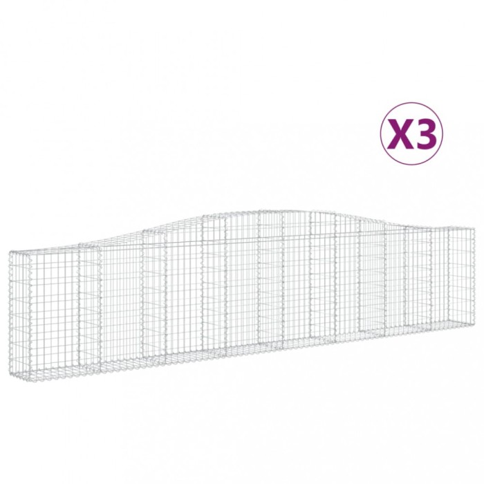 Cosuri gabion arcuite 3 buc, 400x30x80/100 cm, fier galvanizat