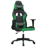 Cumpara ieftin Scaun de gaming de masaj, negru si verde, piele ecologica