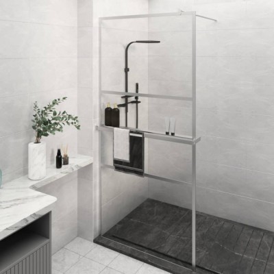 Paravan duș walk-in cu raft crom 80x195 cm sticlă ESG/aluminiu foto