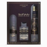 Set Lattafa: Bade'e al Oud Amethyst, Eau De Parfum, For Men, 100 ml + Bade'e al Oud Amethyst, Body Spray, 200 ml + Bade'e al Oud