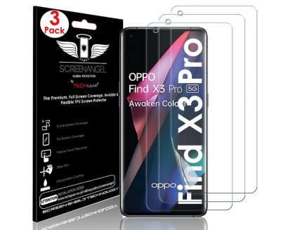 Set 3 folii protectie de ecran TECHGEAR pentru Oppo Find X3 Pro 5G - RESIGILAT foto