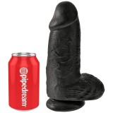 King Cock-Chubby Penis Realist 23 cm Negru-PVC, Ventuza