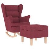 Scaun balansoar cu taburet, rosu vin, material textil