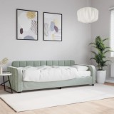 VidaXL Pat de zi cu saltea, gri deschis, 80x200 cm, catifea