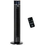 HOMCOM Ventilator Coloană Ionizator cu 3 Viteze, 3 Moduri și Temporizator 8h, Ventilator Podea ABS, &Oslash;32x106.8 cm, Negru