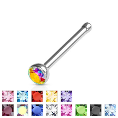 Piercing nas cu zircon mic - Diametru piercing: 1 mm, Culoare zirconiu piercing: Transparent - C foto