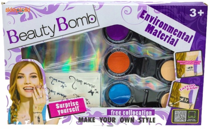 Set de creioane colorate pentru părul copiilor + foaie cu tatuaje lavabile