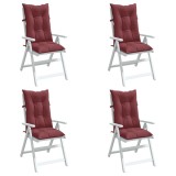 vidaXL Perne scaun cu spătar &icirc;nalt, 4 buc. roșu vin 120x50x7 cm textil 4002374