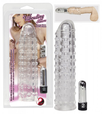 Extensie Penis Cu Vibratii, Transparent, 17 cm foto