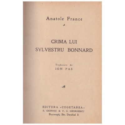 Anatole France - Crima lui Sylvestru Bonnard - 130581 foto