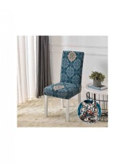 Set 6 huse pentru scaun verzi cu model floral alb si auriu foto