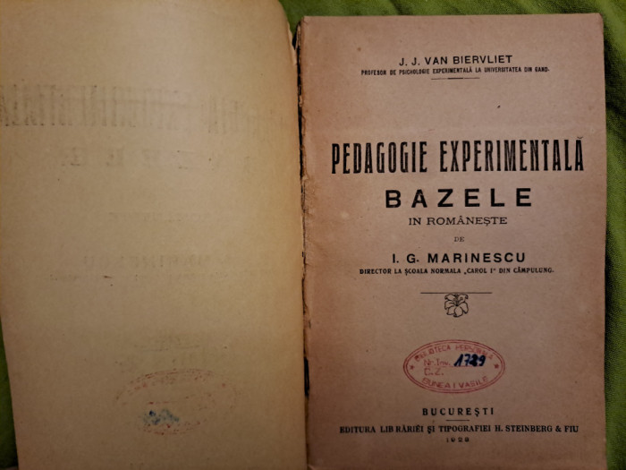 Pedagogie experimentala- Biervliet, 1928